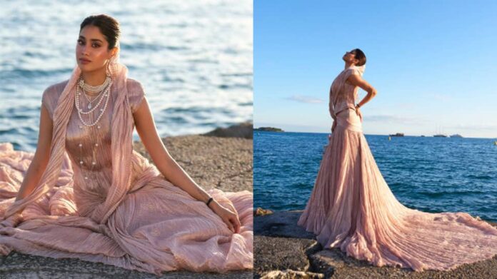 Janhvi Kapoor Cannes 2025 Custom Tarun Tahilianani Skirt - Coumers does not have nudity rules, in which the head is wrapped on the head with a scarf, watch the channel mom Sridevi on the red carpet for the first time - video, pics


