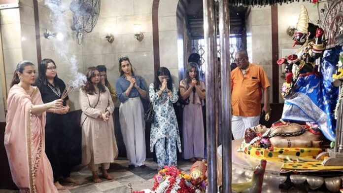 Kajol Maya visit the South Kali temple in Kolkata before its release, looking for blessings.

