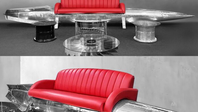 This aviation enthusiasts make furniture made of wooden propellers and aircraft parts


