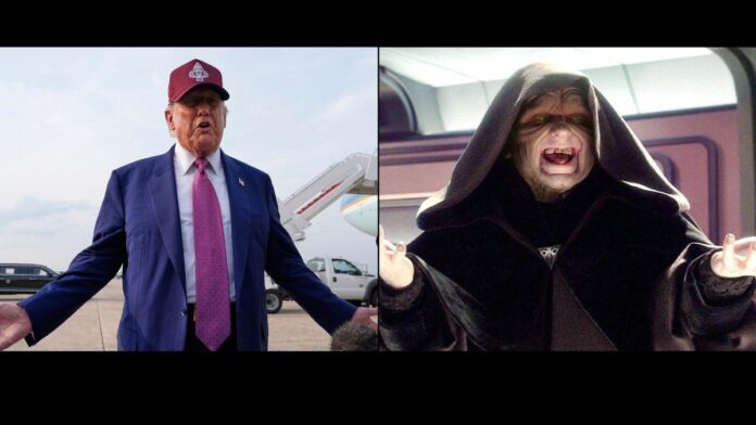California governor Gavin uses Emperor Palpetine Voice using Newsom Trolls Trump

