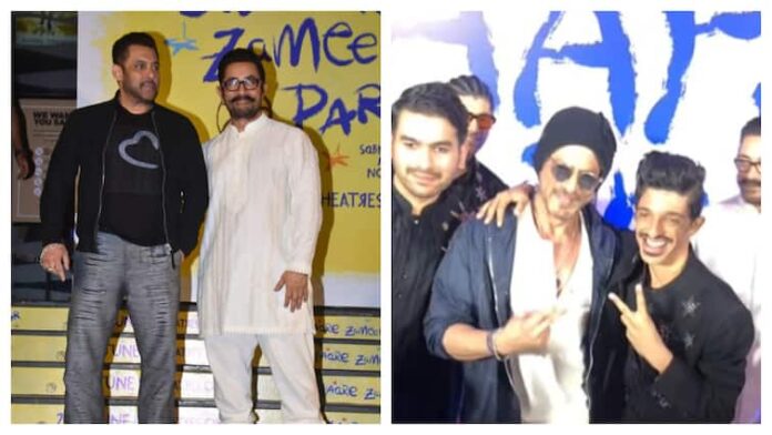 Shah Rukh And Salman Khan Join Aamir Khan At Sitaare Zameen Par Star-Studded Premiere. Watch Video Shah Rukh And Salman Khan Join Aamir Khan At Sitaare Zameen Par Star-Studded Premiere. Watch