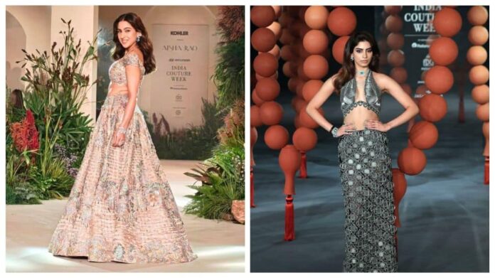Walking in the garden: Natisense Slam Sara Ali Khan, Ramp Walk in India Couture Week for Khushi Kapoor

