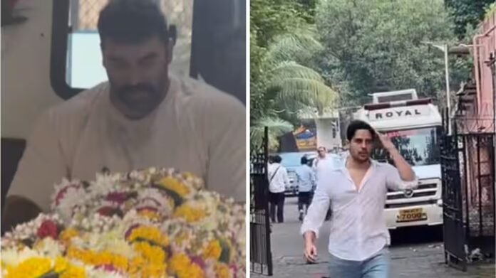 Pankaj Dheer's funeral: Son Nikitin is in bad condition while crying; Siddharth Malhotra, Mika Singh and Mahabharat co-stars pay last tribute

