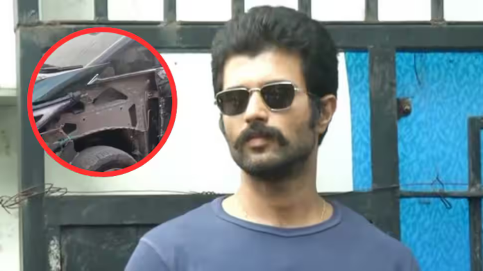Vijay Deveracondus car involved in road accident while returning from Putaparthi

