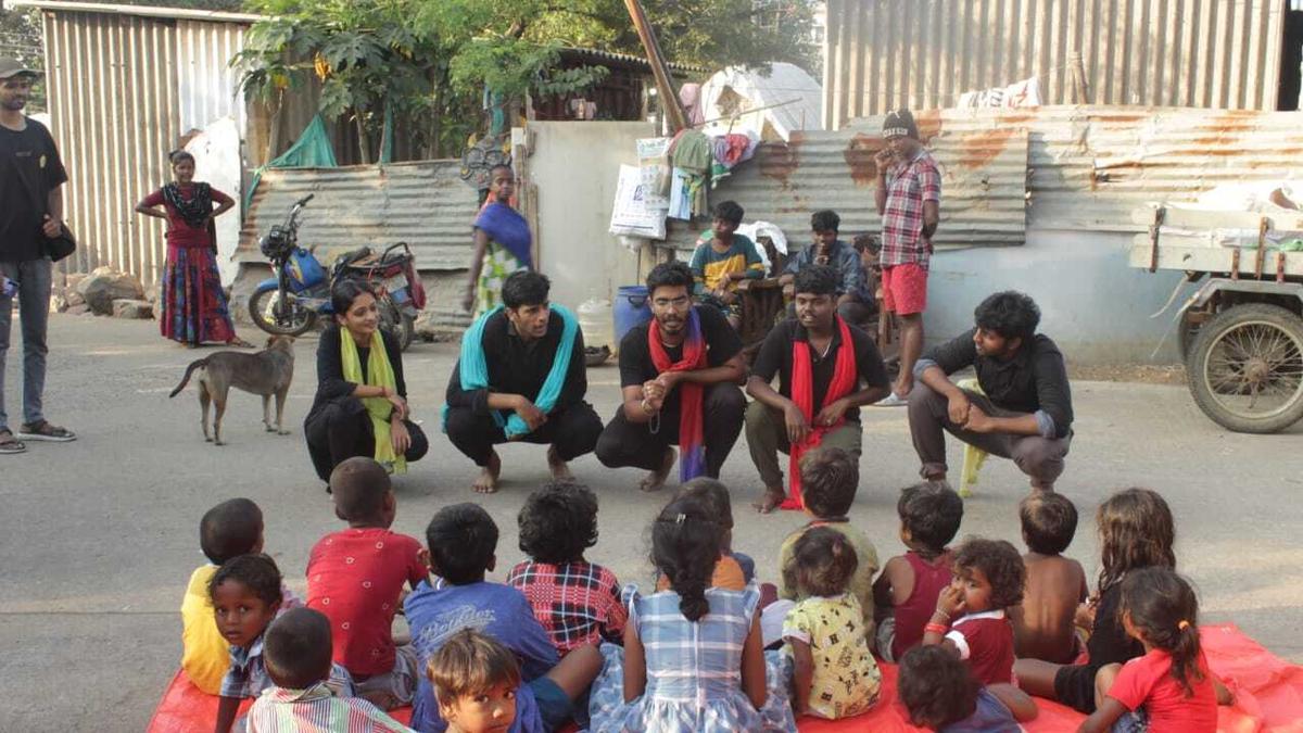 Children from Narikurava community in Pallavaram as 'commentators' in puppet presentation on environmental degradation