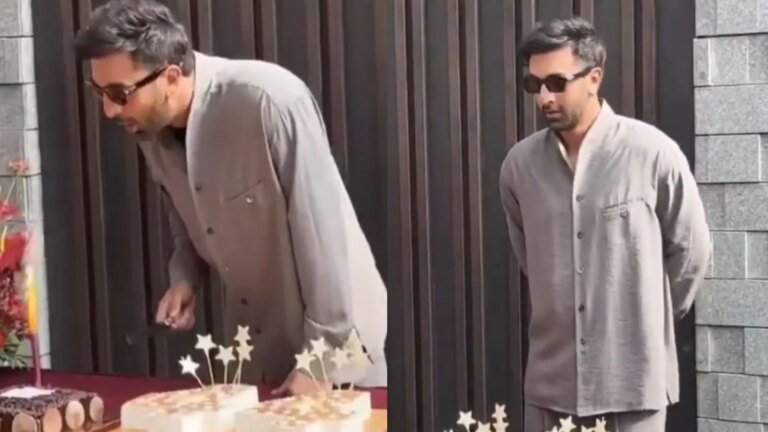 Ranbir Kapoor turns 44, cuts birthday cake with fans and paps outside New Mumbai bungalow