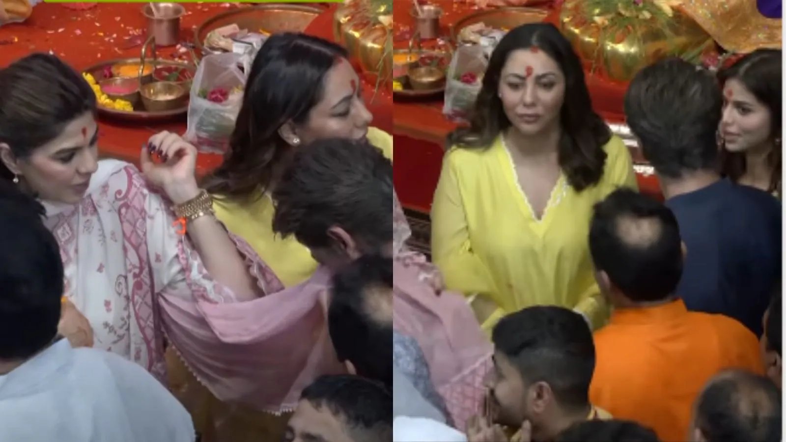 Video: Shah Rukh Khan borrows manager Pooja Dadlani dupatta At Lalbaghcha Raja, the internet loves their bond