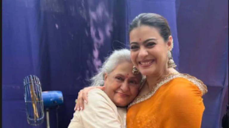 Jaya Bachchan hugs Kajol at Durga Puja pandal. Nyasa, join the Yuga celebrations