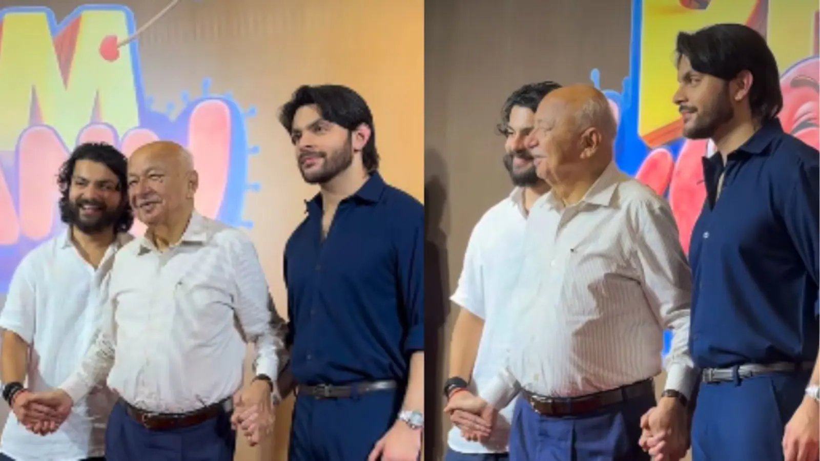 WATCH: Former Maharashtra CM Sushil Kumar Shinde, 85, attends film screening with grandson Veer and Shikhar Paharia